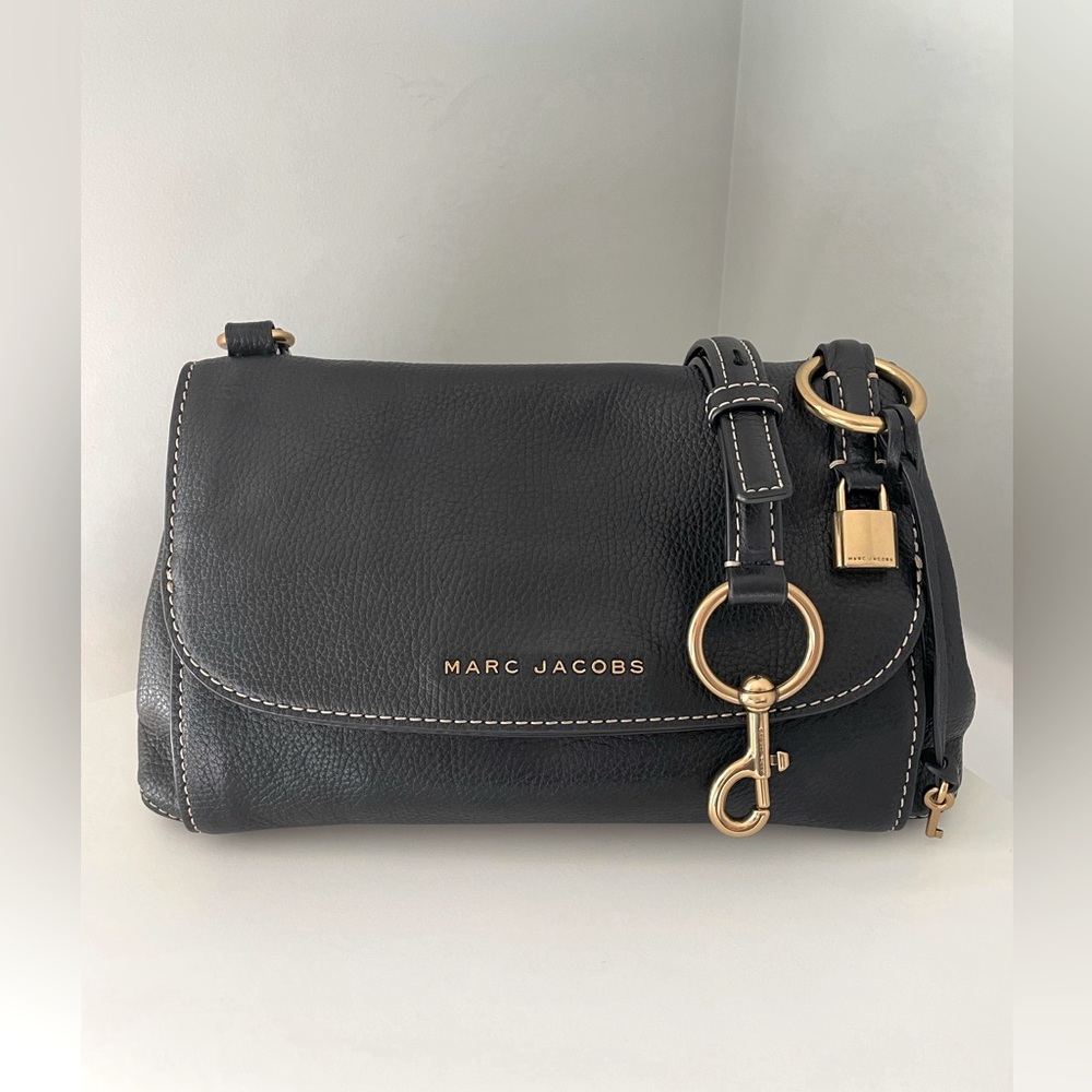 Marc Jacobs Black Crossbody Bag with Gold Accents